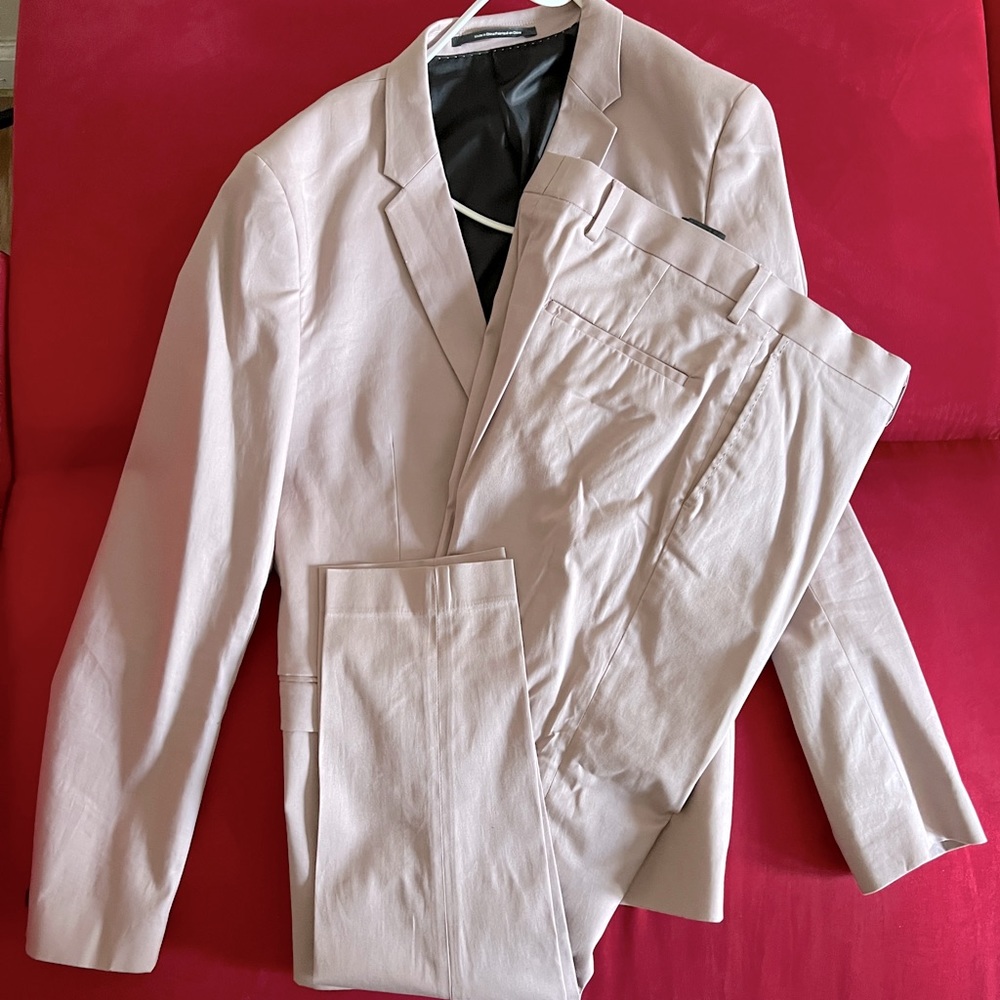H&M full set suit & pants, pink skinny fit coupe moulante